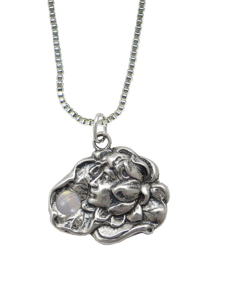 Sterling Silver Victorian Woman Maiden Pendant With Rainbow Moonstone